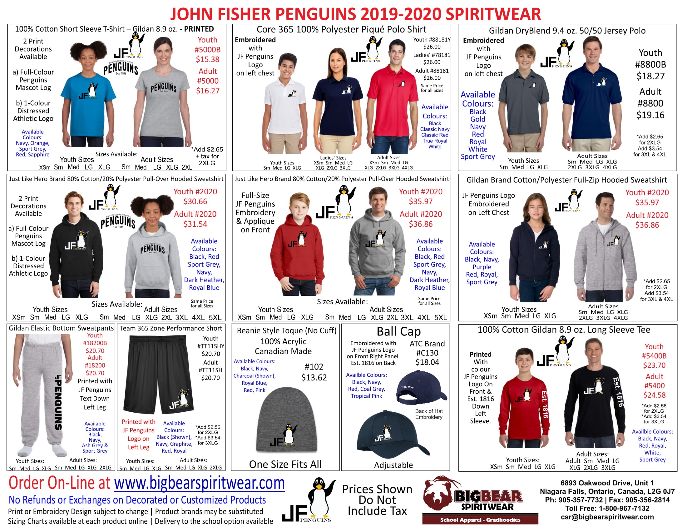 JF Penguins Spiritwear Flyer 2019 2020